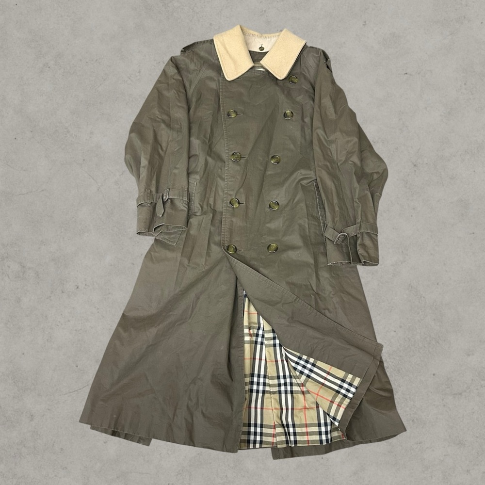 Vintage Burberry’s Trench Coat Mens 38 Brown Check Plaid Lined 1980s‎ Luxury